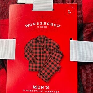 Wondershop Mens Large Buffalo Plaid Holiday Pajamas Set Long Sleeve Shirt